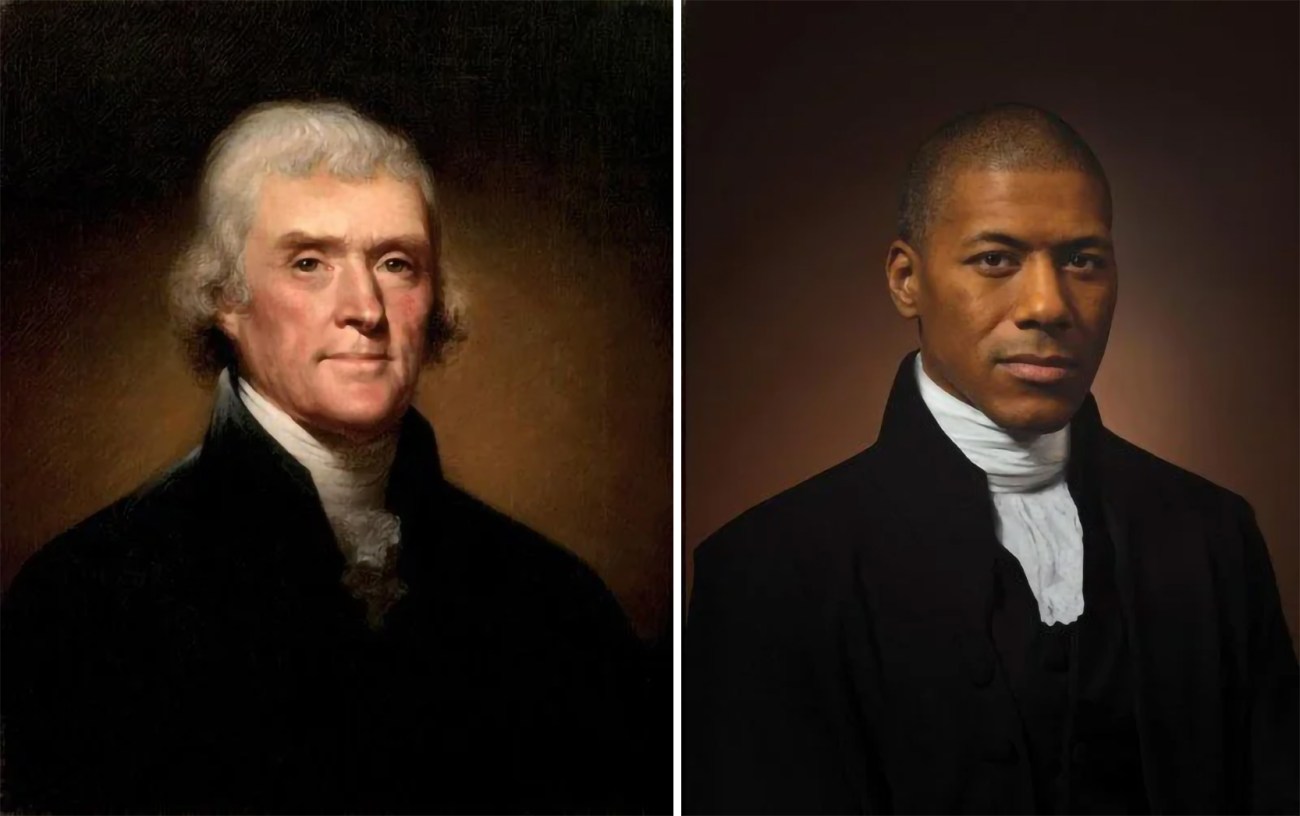 Thomas Jefferson, by Rembrandt Peale, 1800. Shannon LaNier, Jefferson’s sixth-great grandson. Photography by Drew Gardner