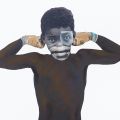 Deborah Roberts, detail of Man[ly], 2019