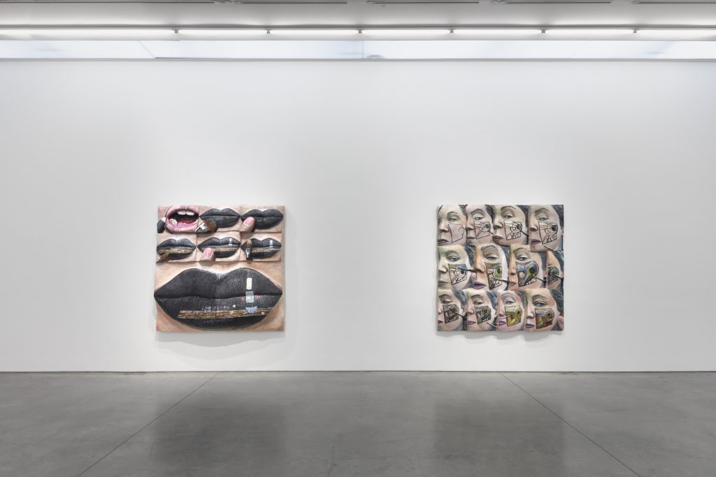 Installation view, “Gina Beavers: World War Me” at Marianne Boesky Gallery