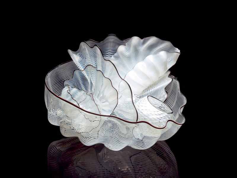 Dale Chihuly, Moonglow Seaform Set with Burgundy Lip Wraps, 1996