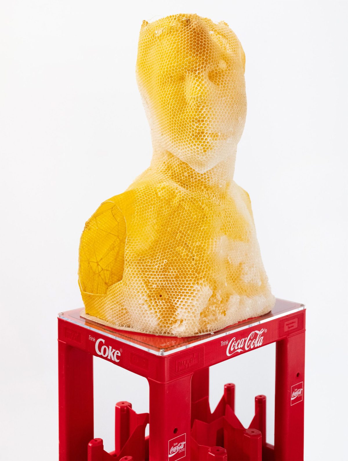 “Brutus” (2020), natural beeswax, wood, plastic, 160 x 70 x 60 centimeters. All images © Tomáš Libertíny