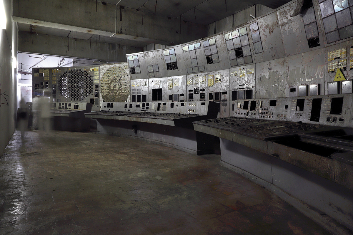 Control Room 4, the room where the 1986 disaster originated. Now stripped of many of its fittings and cleaned of dust, it has been declared safe for visitors. Since autumn 2019, the power plant authorities have included it on official tours. Chernobyl Exclusion Zone by Darmon Richter