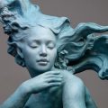 “Clio’s Dream” (2020), bronze and blue patina. By Coderch & Malavia