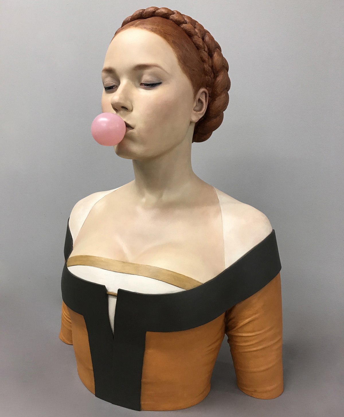 Gerard Mas. “Lady of the chewing gum,” polychrome resin