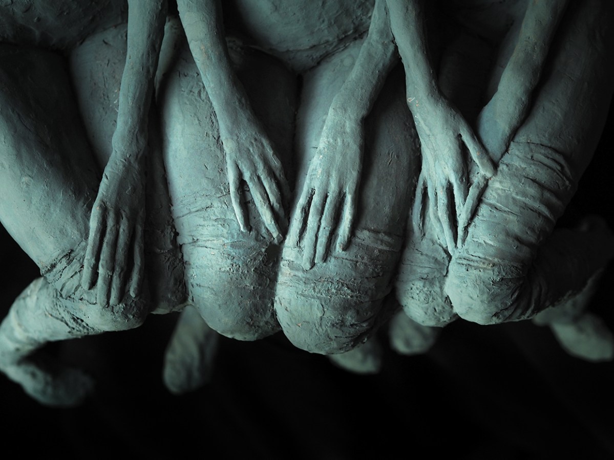 Valérie Hadida. Detail of “Trio de femmes” (2018), bronze, 21 3/10 × 15 × 7 9/10 inches