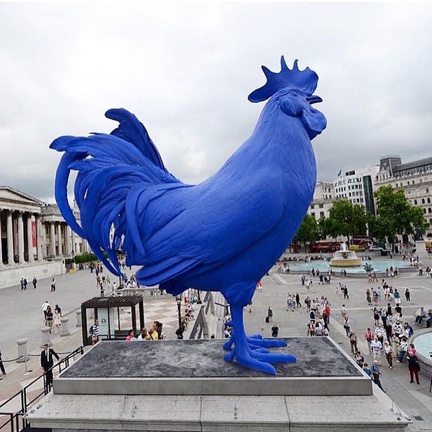 Blue Cockerel on forth plinth Trafalgar Square (2013) by Katharina Fritsch