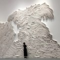 Force of Nature “Flow” by Jae Ko, Installation View. Recycled Paper, 20 feet (h) x 33 feet (w) x 5″ (d), 2018