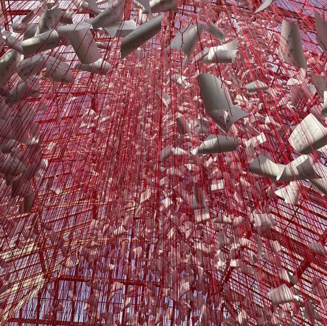 "One thousand springs" by Chiharu Shiota