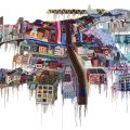 “I Crochet Portland” (2006-2009) by Jo Hamilton, mixed crocheted yarn, 63 x 114 inches