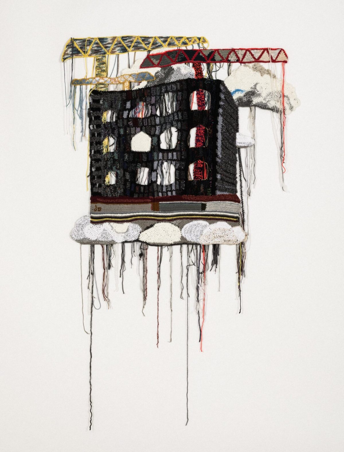 “Death Star PDX” (2018) by Jo Hamilton, mixed crocheted yarn, 45 x 52 inches. Photo by John Clark