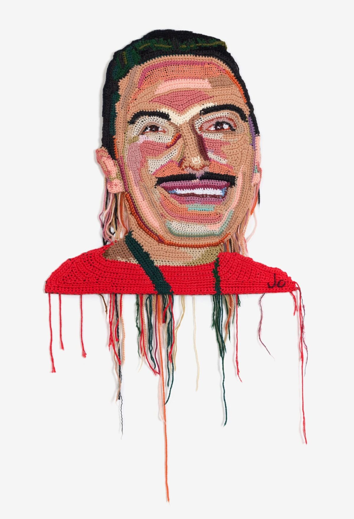 “Isaac Montalvo” (2008) by Jo Hamilton, mixed yarn, 23 x 22 inches