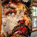 Artist Tom Deininger creates large-scale collages from found objects