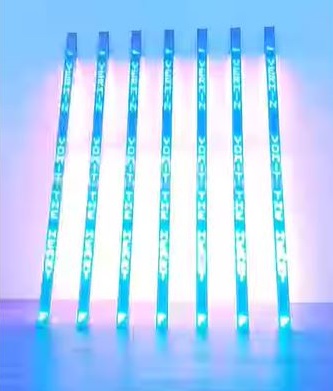 "BLUE PURPLE TILT" by Jenny Holzer