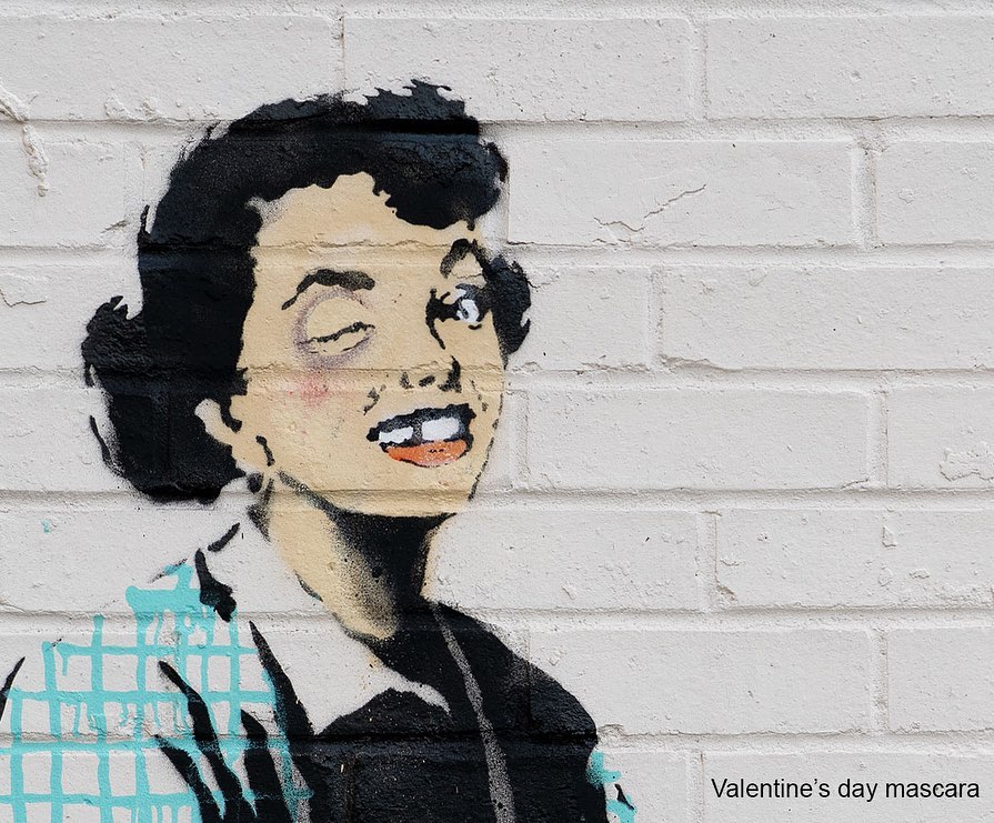 Streetart - "Valentine's Day mascara" by Banksy @ Margate, UK