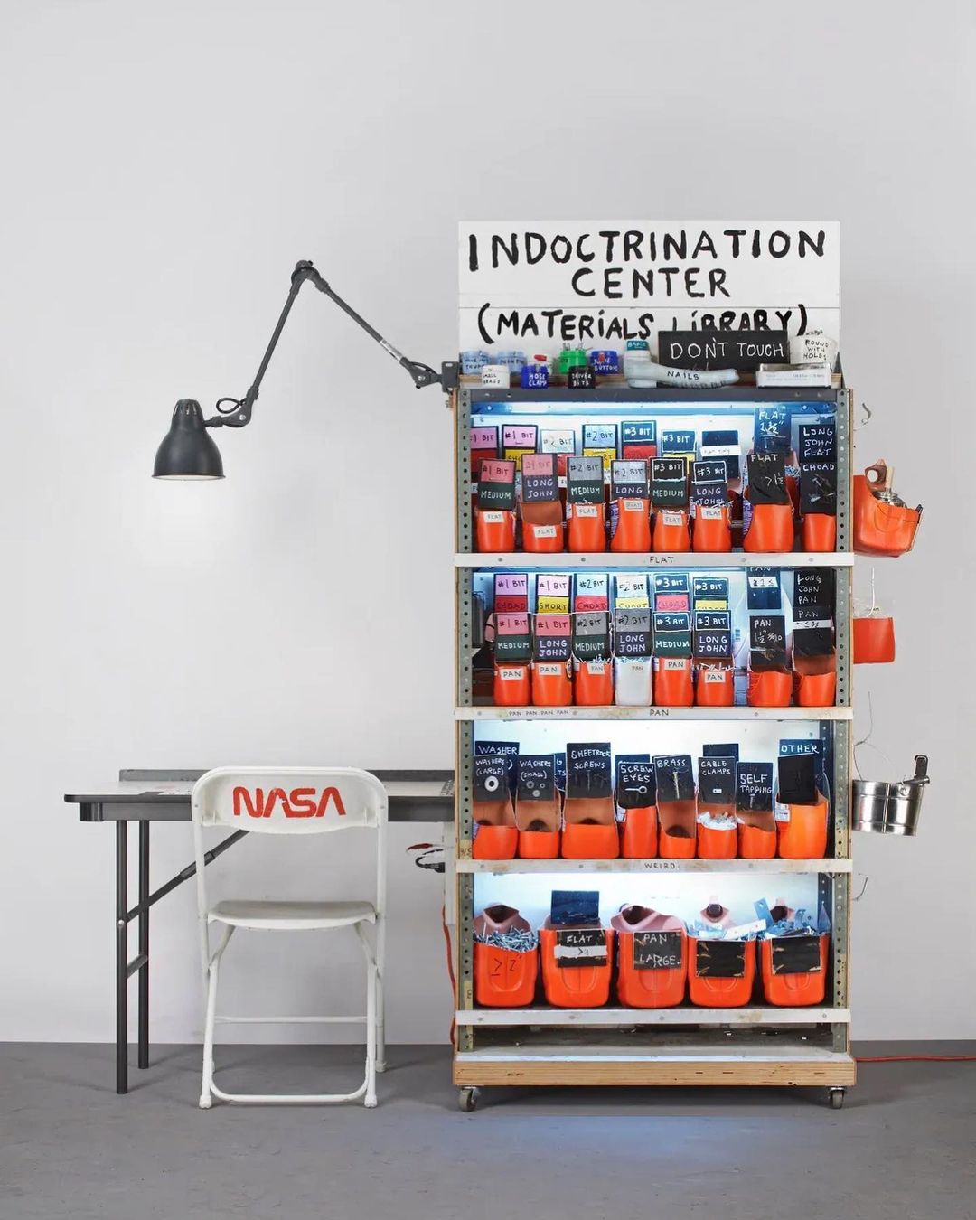 "Indoctrination Center (Materials Library)" by Tom Sachs